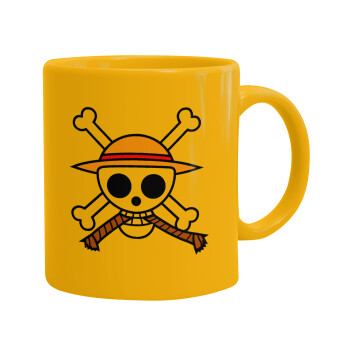 Onepiece skull, Ceramic coffee mug yellow, 330ml