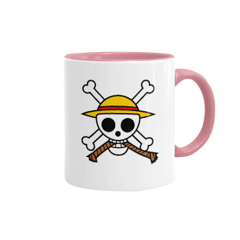 Onepiece skull, Mug colored pink, ceramic, 330ml