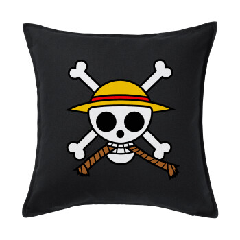 Onepiece skull, Sofa cushion black 50x50cm includes filling