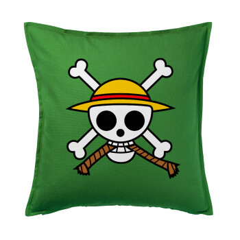 Onepiece skull, Sofa cushion Green 50x50cm includes filling