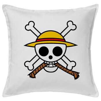 Onepiece skull, Sofa cushion White 50x50cm includes filling