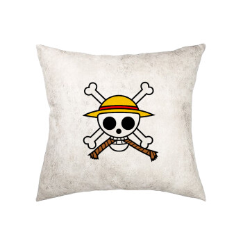 Onepiece skull, Μαξιλάρι καναπέ Δερματίνη Γκρι 40x40cm με γέμισμα