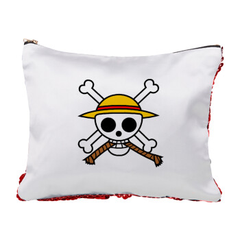 Onepiece skull, Red sequin cosmetic bag