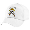 Children's Baseball Cap, 100% Cotton Twill, White (COTTON, CHILDREN'S, UNISEX, ONE SIZE)