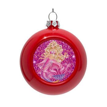 Barbie mermaid , Red Christmas tree ornament bauble 8cm