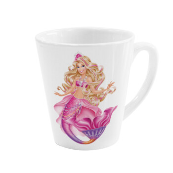 Barbie mermaid , Κούπα κωνική Latte Λευκή, κεραμική, 300ml