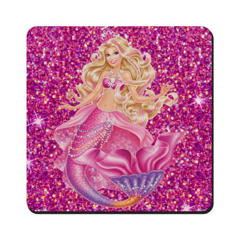 Barbie mermaid , Τετράγωνο μαγνητάκι ξύλινο 9x9cm