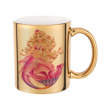 Barbie mermaid , Mug ceramic, gold mirror, 330ml