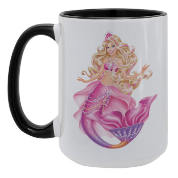 Barbie mermaid , Κούπα Mega 15oz, κεραμική Μαύρη, 450ml