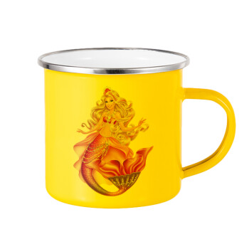 Barbie mermaid , Yellow Enamel Metallic Cup 360ml