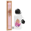 Easter Set, metallic aluminum bottle (500ml) & aromatic flat Easter candle (30cm) (PINK)