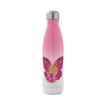 A fairy Barbie, Metal mug thermos Pink/White (Stainless steel), double wall, 500ml