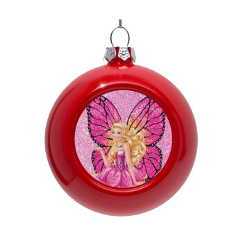 A fairy Barbie, Red Christmas tree ornament bauble 8cm