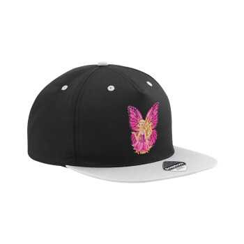 A fairy Barbie, Adult Flat Snapback Hat Black/Grey, (100% COTTON TWILL, ADULT, UNISEX, ONE SIZE)