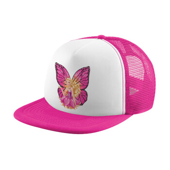 A fairy Barbie, Adult Soft Trucker Hat with Pink/White Mesh (POLYESTER, ADULT, UNISEX, ONE SIZE)