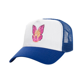 A fairy Barbie, Adult Structured Trucker Hat, with Mesh, WHITE/BLUE (100% COTTON, ADULT, UNISEX, ONE SIZE)