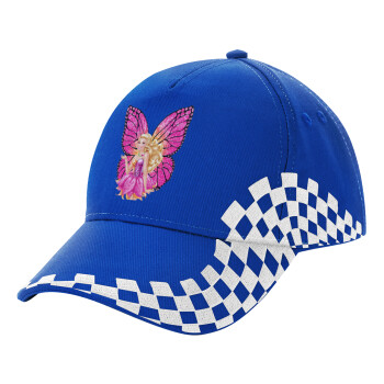 A fairy Barbie, Adult Ultimate BLUE RACING Cap, (100% COTTON DRILL, ADULT, UNISEX, ONE SIZE)