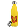 Yellow Stainless Steel Metallic Thermos, double-walled, 500ml