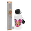 Easter Set, metallic aluminum water bottle (500ml) & aromatic flat Easter candle (30cm) (GRAY)