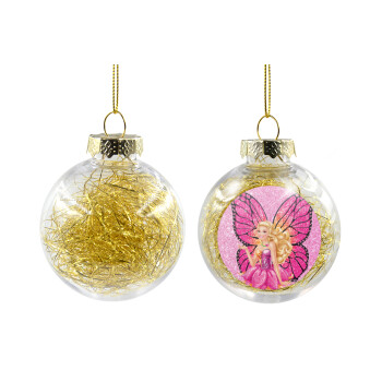 A fairy Barbie, Transparent Christmas tree ball ornament with gold filling 8cm