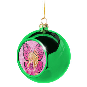 A fairy Barbie, Green Christmas tree ornament ball 8cm