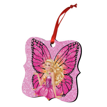 A fairy Barbie, Christmas ornament polygon wooden 7.5cm