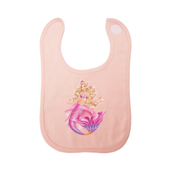 Barbie mermaid blue, Σαλιάρα με Σκρατς ΡΟΖ 100% Organic Cotton (0-18 months)