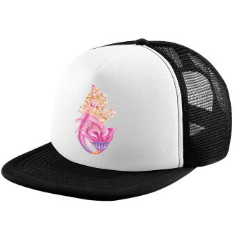 Barbie γοργόνα μπλε, Καπέλο Ενηλίκων Soft Trucker με Δίχτυ Black/White (POLYESTER, ΕΝΗΛΙΚΩΝ, UNISEX, ONE SIZE)