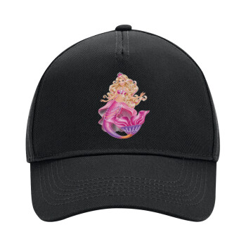 Barbie mermaid blue, Adult Ultimate Hat BLACK, (100% COTTON DRILL, ADULT, UNISEX, ONE SIZE)