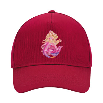 Barbie mermaid blue, Adult Ultimate Hat RED, (100% COTTON DRILL, ADULT, UNISEX, ONE SIZE)