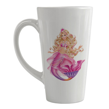 Barbie mermaid blue, Κούπα κωνική Latte Μεγάλη, κεραμική, 450ml