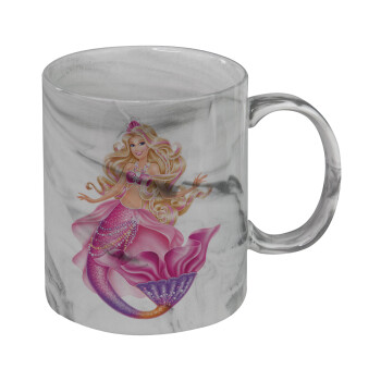 Barbie mermaid blue, Mug ceramic marble style, 330ml