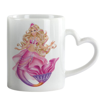 Barbie mermaid blue, Mug heart handle, ceramic, 330ml