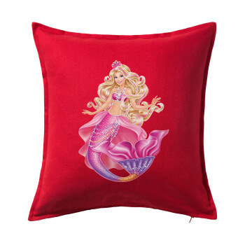 Barbie mermaid blue, Sofa cushion RED 50x50cm includes filling