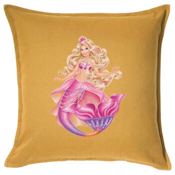 Barbie mermaid blue, Sofa cushion YELLOW 50x50cm includes filling