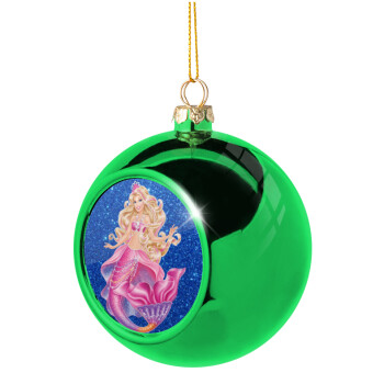 Barbie mermaid blue, Green Christmas tree ornament ball 8cm