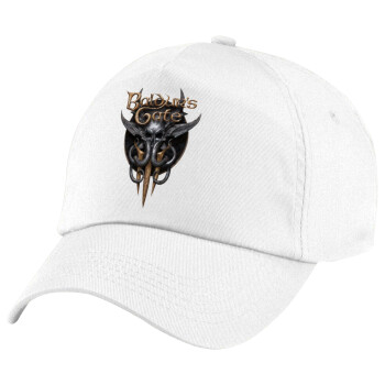 Baldur's Gate, Children's Baseball Cap, 100% Cotton Twill, White (COTTON, CHILDREN'S, UNISEX, ONE SIZE)