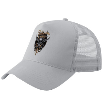 Baldur's Gate, Adult Structured Trucker Hat, with Mesh, GRAY (100% COTTON, ADULT, UNISEX, ONE SIZE)