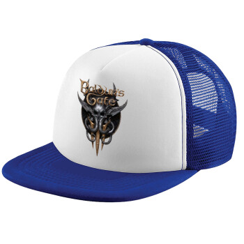 Baldur's Gate, Adult Soft Trucker Hat with Blue/White Mesh (POLYESTER, ADULT, UNISEX, ONE SIZE)