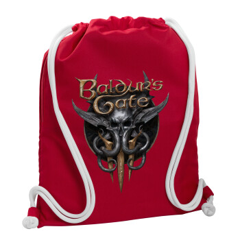 Baldur's Gate, Backpack pouch GYMBAG Red, with pocket (40x48cm) & thick cords