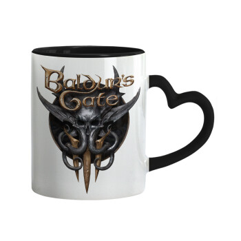 Baldur's Gate, Mug heart black handle, ceramic, 330ml