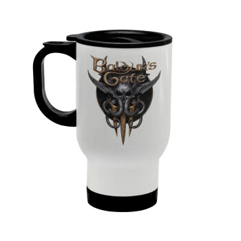 Baldur's Gate, Stainless steel travel mug with lid, double wall white 450ml