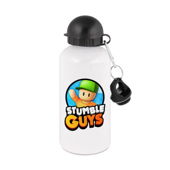 Stumble Guys, Metal water bottle, White, aluminum 500ml