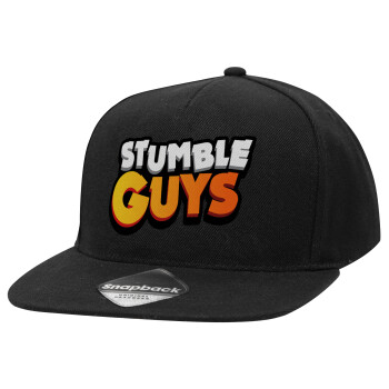 Stumble Guys, Adult Flat Snapback Hat Black, (100% COTTON TWILL, ADULT, UNISEX, ONE SIZE)