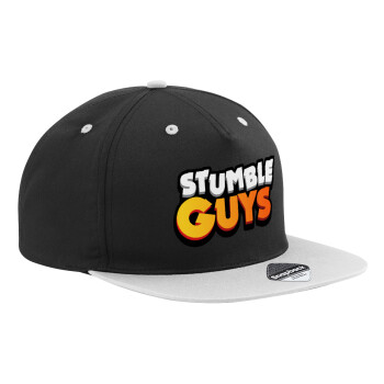 Stumble Guys, Adult Flat Snapback Hat Black/Grey, (100% COTTON TWILL, ADULT, UNISEX, ONE SIZE)