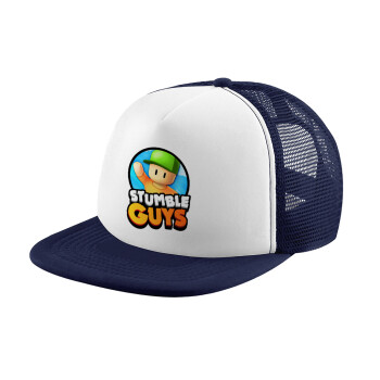 Stumble Guys, Adult Soft Trucker Hat with Dark Blue/White Mesh (POLYESTER, ADULT, UNISEX, ONE SIZE)