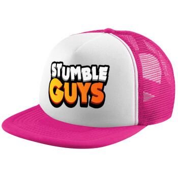 Stumble Guys, Καπέλο παιδικό Soft Trucker με Δίχτυ ΡΟΖ/ΛΕΥΚΟ (POLYESTER, ΠΑΙΔΙΚΟ, ONE SIZE)