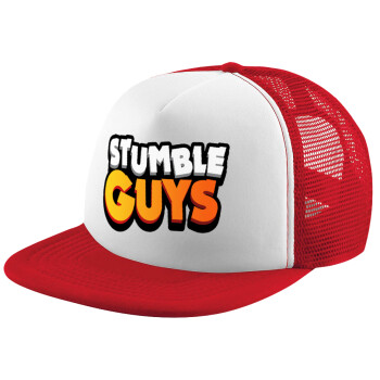 Stumble Guys, Καπέλο παιδικό Soft Trucker με Δίχτυ ΚΟΚΚΙΝΟ/ΛΕΥΚΟ (POLYESTER, ΠΑΙΔΙΚΟ, ONE SIZE)