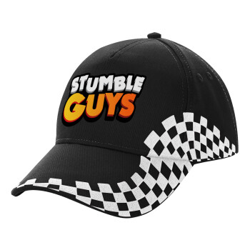 Stumble Guys, Adult Ultimate BLACK RACING Cap, (100% COTTON DRILL, ADULT, UNISEX, ONE SIZE)