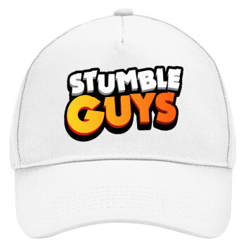 Stumble Guys, Adult Baseball Cap, Drill, White (100% COTTON, ADULT, UNISEX, ONE SIZE)